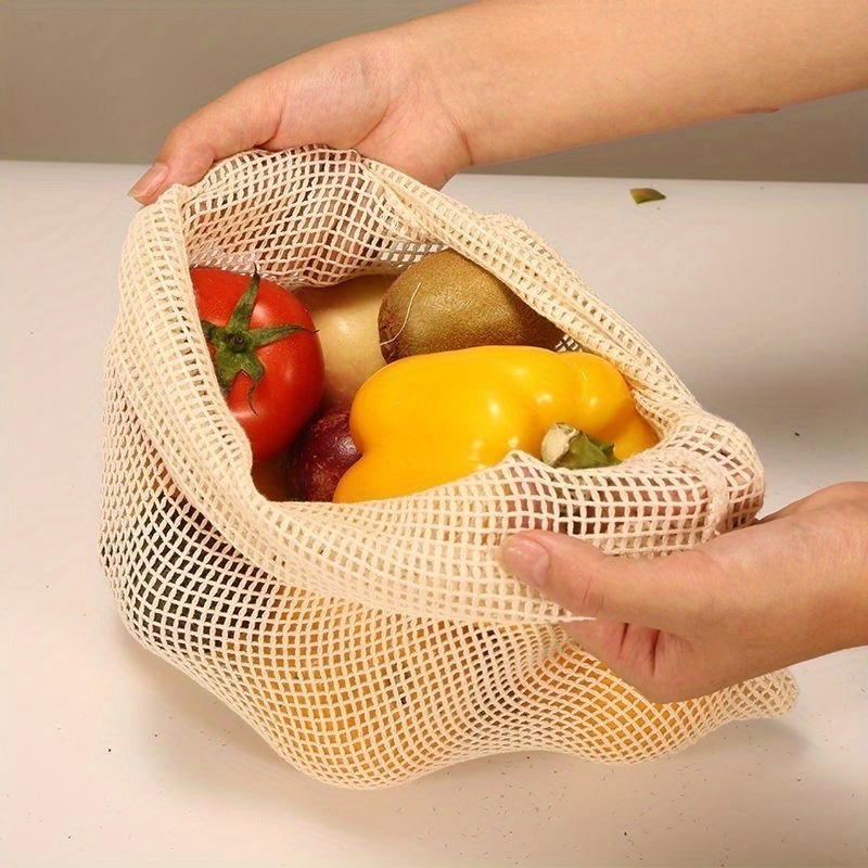 Produce Bag Reusable Mesh - 1pc katoenen mesh herbruikbare productenzakken, mesh