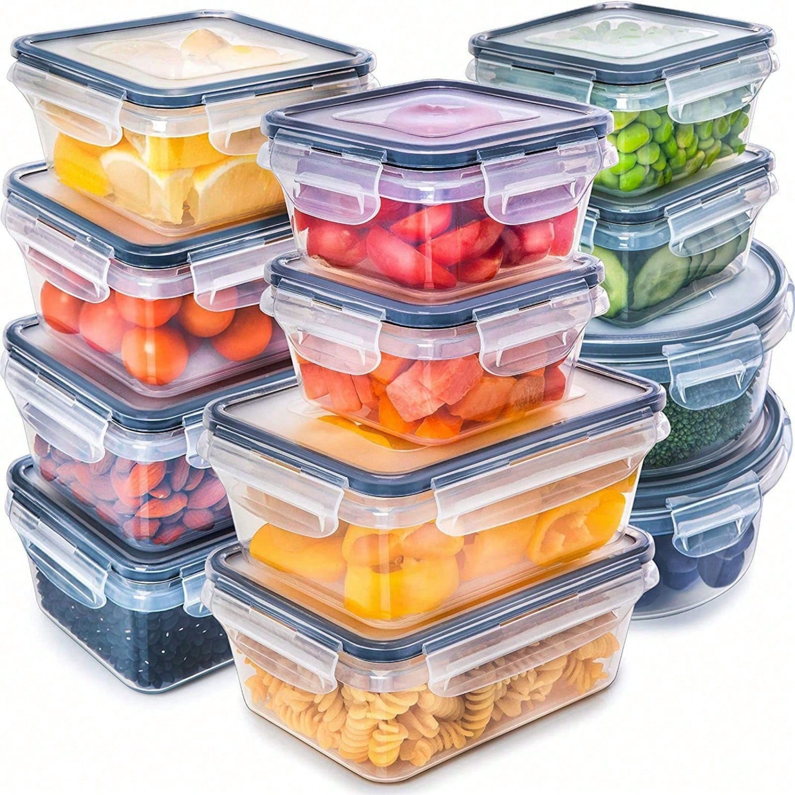 Food Storage Freezer - 12 plastic verzegelde voedselbewaarboxen, geschikt voor