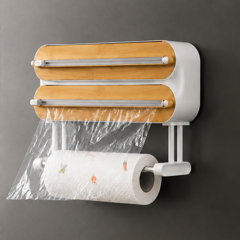 Food Storage Quart - Magnetische voedselwikkeldispenser, snijder, clingfilm- en aluminiumfolie-organizer,