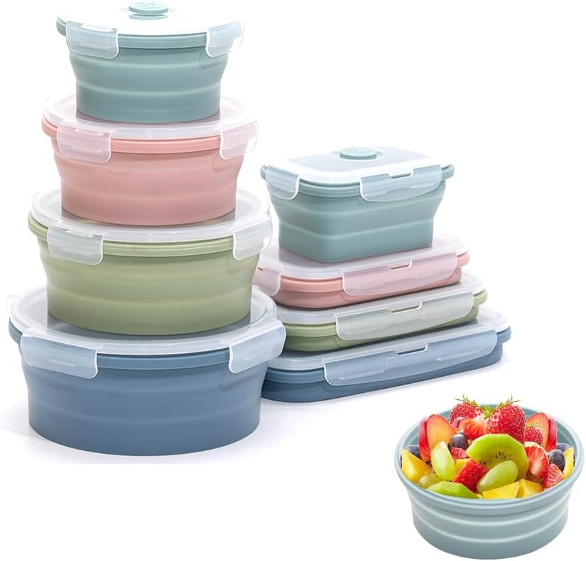 Food Storage Kits - Opvouwbare siliconen voedselopslagcontainerset 4-delige draagbare voedseldoos