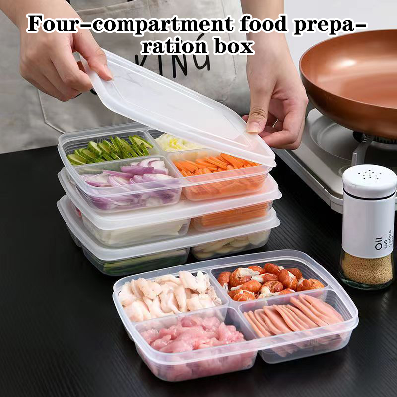 Food Storage Freezer - Nieuwe【4 roosters Plastic opbergdoos Draagbaar compartiment