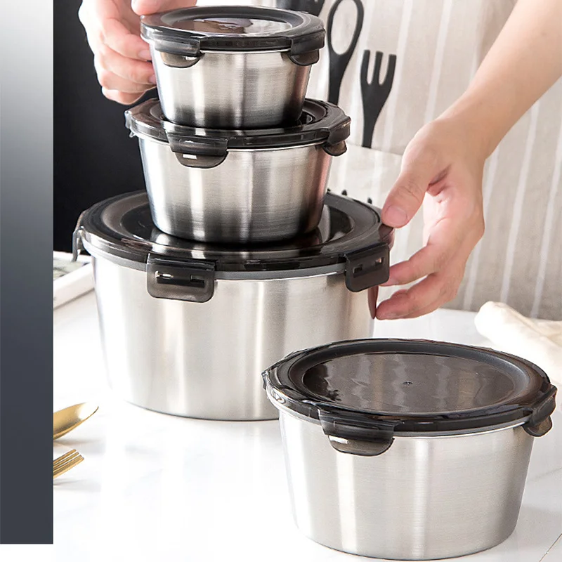 Food Storage Quart - 304 Roestvrijstalen Bento-Lunchbox Met Deksel Voedselverpakkingen
