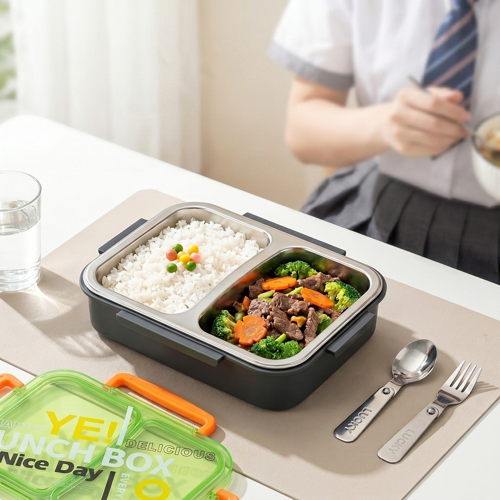 Food Storage Quart - Microgolfbestendige 304 roestvrijstalen bento lunchbox met