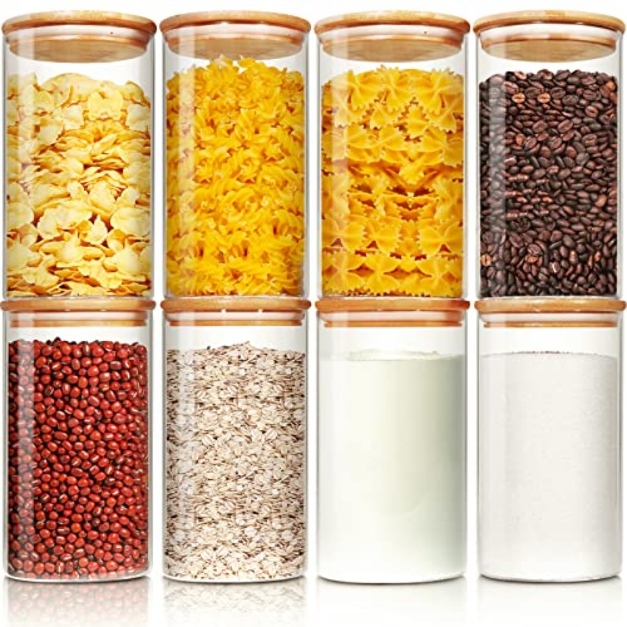 Glazen potten met bamboe dekse - Food Storage Glass Container Set recensie en prijs