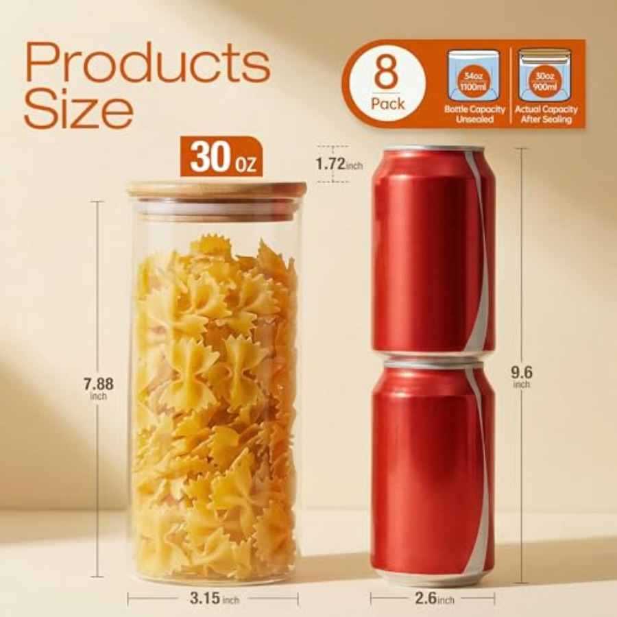 Glazen potten met bamboe dekse - Food Storage Glass Container Set recensie en prijs