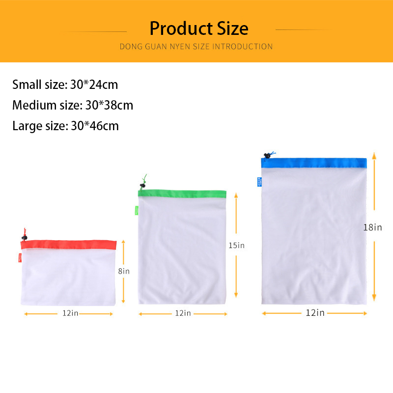 3 Maten Herbruikbare Mesh Prod - Produce Bag Reusable Mesh recensie en prijs