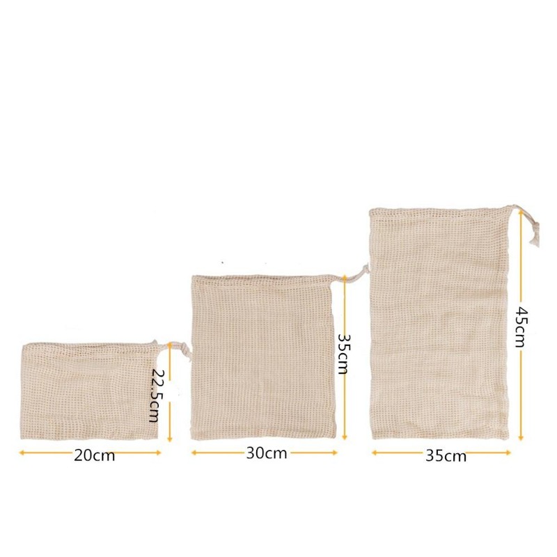 3 STKS/PARTIJ Katoenen Mesh Gr - Produce Bag Reusable Mesh recensie en prijs