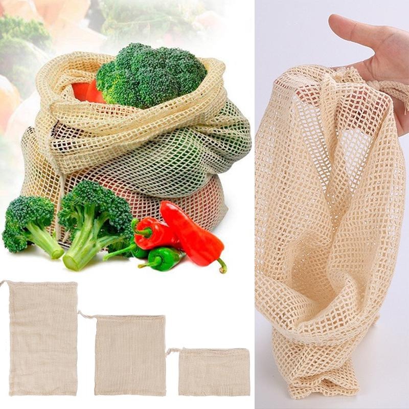3 STKS/PARTIJ Katoenen Mesh Gr - Produce Bag Reusable Mesh recensie en prijs