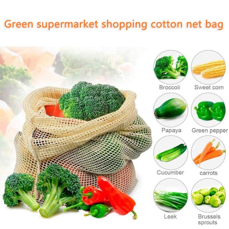 3 STKS/PARTIJ Katoenen Mesh Gr - Produce Bag Reusable Mesh recensie en prijs